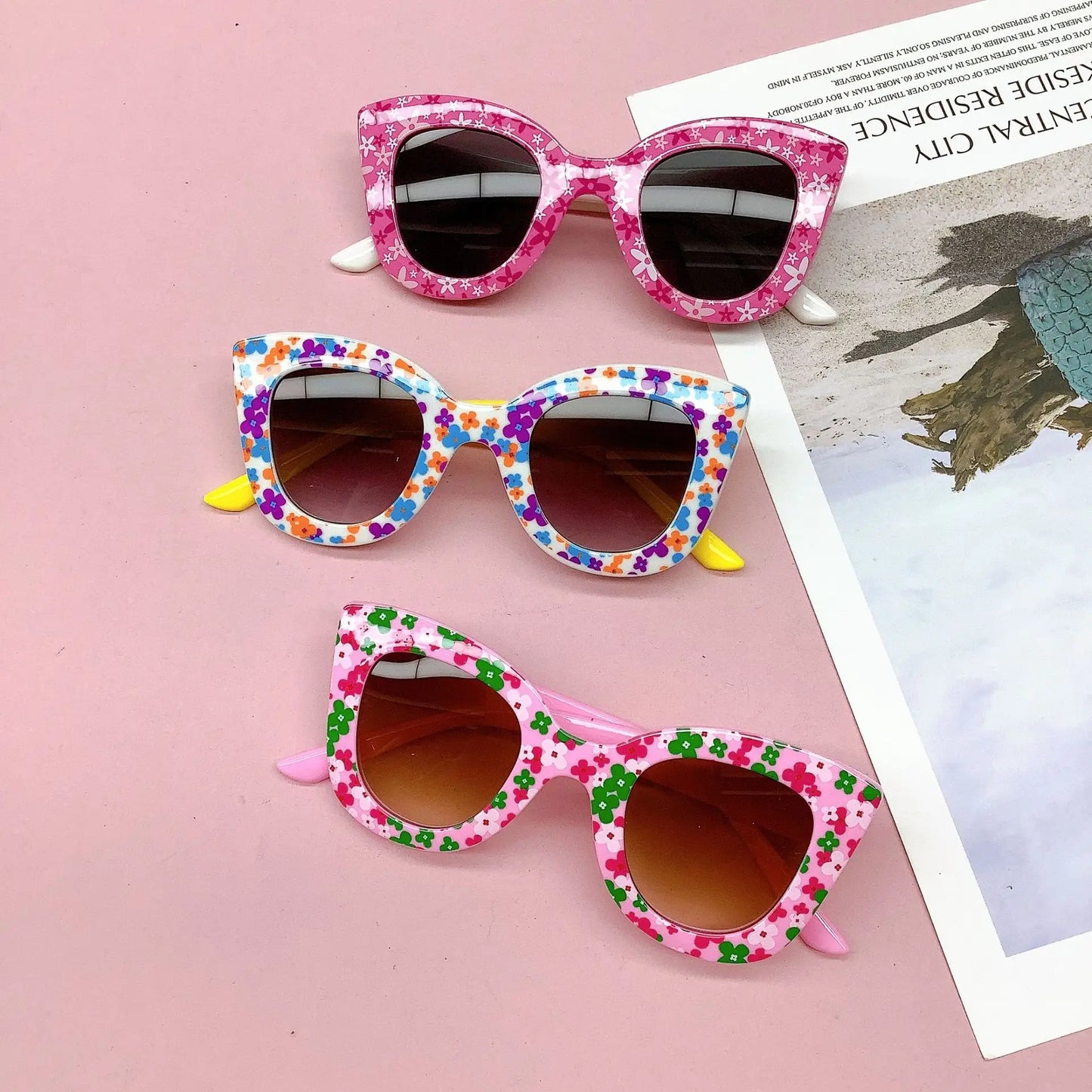 Fashionable New Travel Bag Flower Children's Sunglasses Anti UV Baby Boys And Girls Eye Protection Glasses