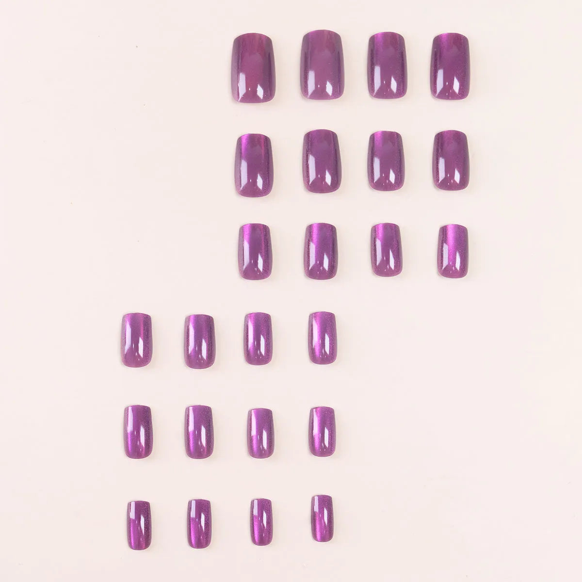 24pcs Cat's Eye Press on Nails Wearing Square Head French Ballet Nail Art Tips for Women Removable False Nails with Jelly Glue