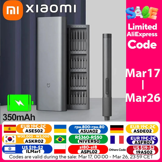 Xiaomi Mijia Electric Precision Screwdriver Magnetic Kit with 24 PCS Screw Heads Power Tools Sets for Smart Home PC Phone Repair
