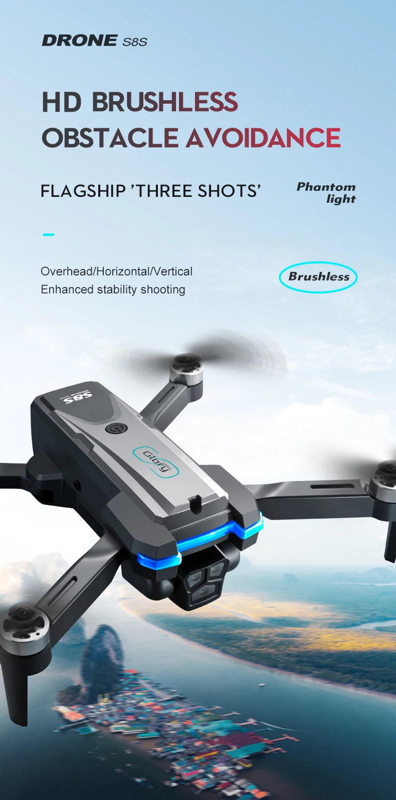 S8S GPS Drone 5G Wifi 8K HD Dual ESC Camera Optical Flow 360° Obstacle Avoidance Brushless Motor RC Foldable Quadcopter 9000M