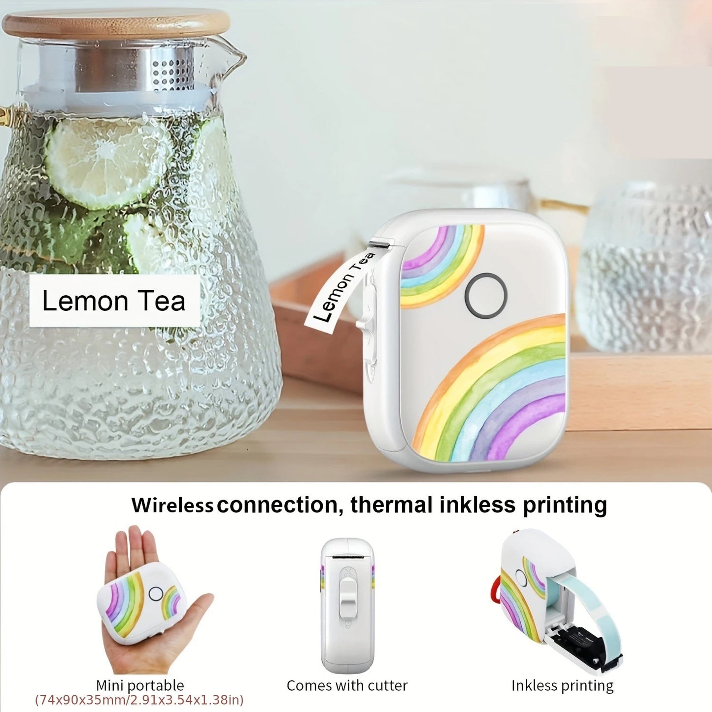 P12 Self Adhesive Sticker Label Printer Portable Labeling Machine Wireless Bluetooth Mini Label Maker with1PK Continuous Paper