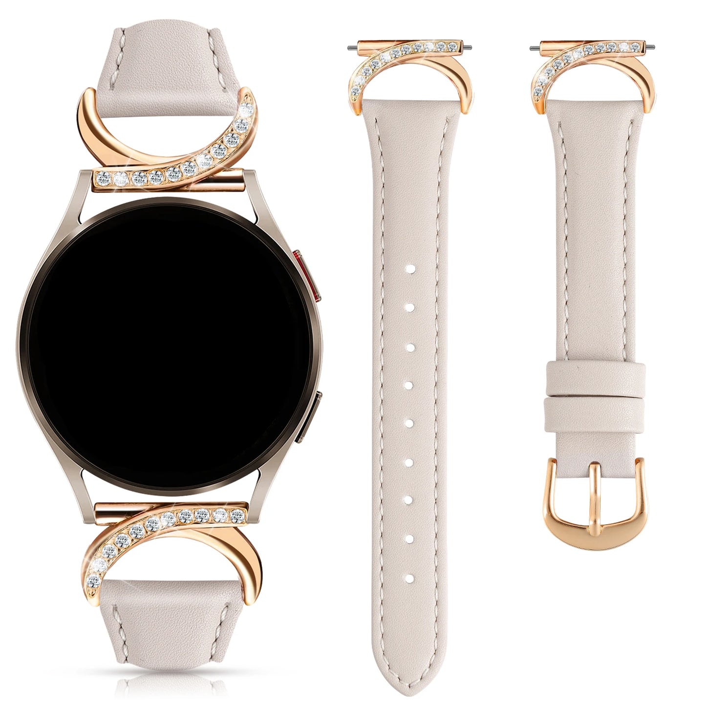 Leather strap compatible with Samsung Galaxy Watch 7/6/5/4 Classic strap 40/42/44/43/45/46/47mm Stylish 20mm strap for women