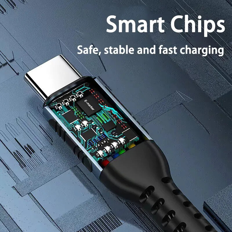 100W 6A Fast Charging Type C To Type C Cable for Samsung Xiaomi Redmi Charger USB C Cable for MacBook Pro iPad Pro Data Cable