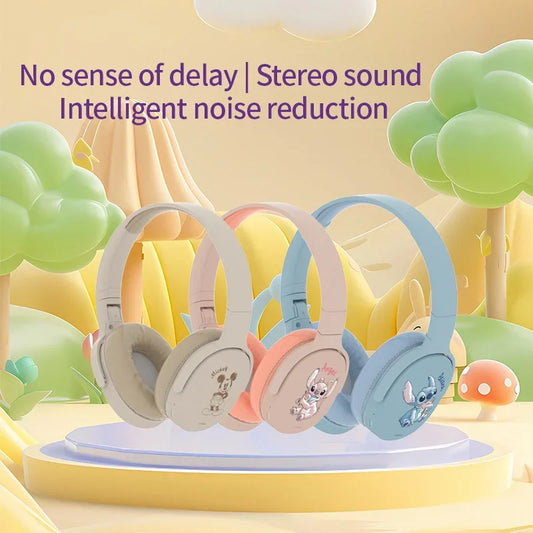 Disney P2961 Stitch Bluetooth Headphones Hifi Stereo Over-ear Headset Gamer Sports Wireless Earphones TF/AUX Music Player