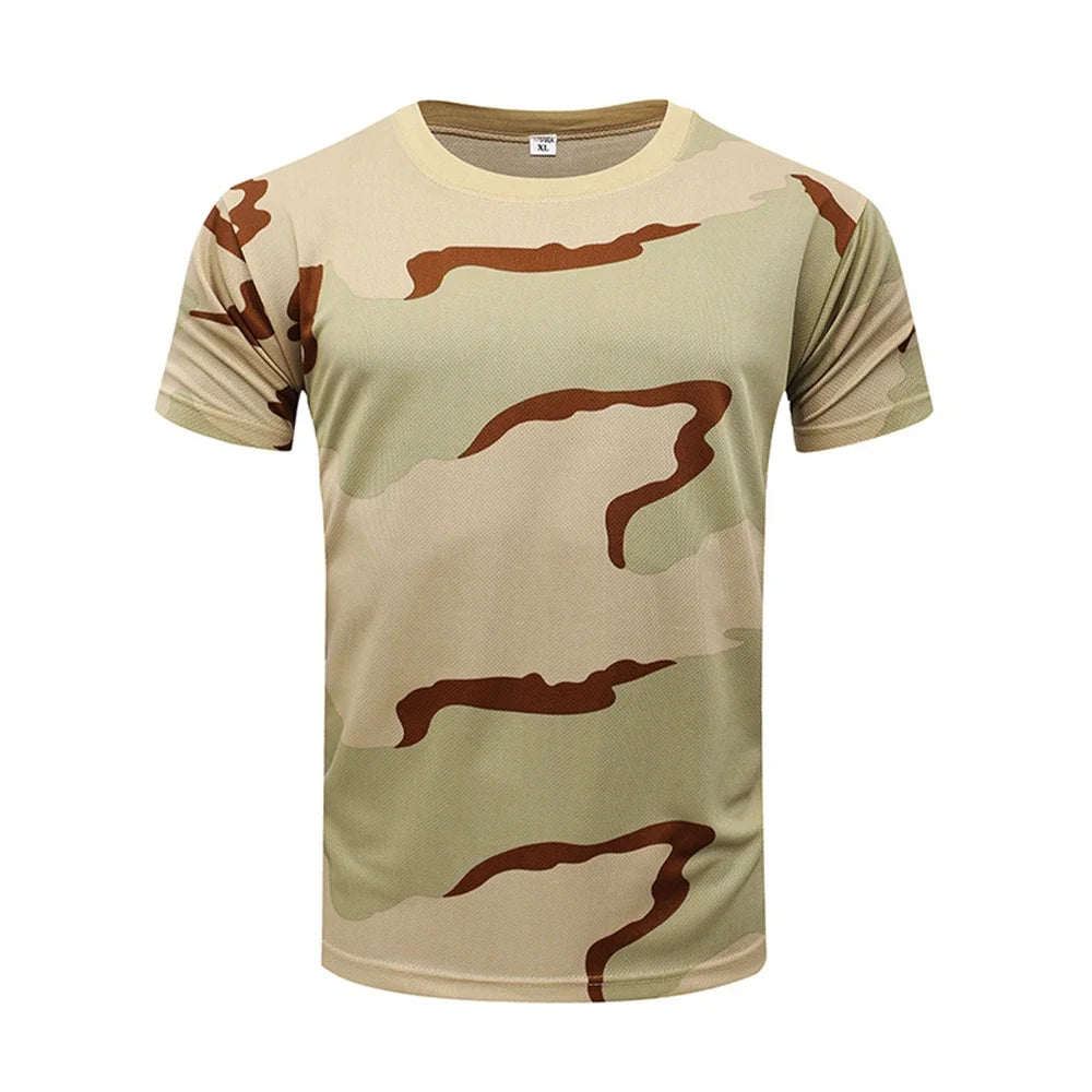 Camouflage 3D T-shirt men's outdoor fashion casual round neck short sleeved summer street outdoor sports T-shirt lightweight bre