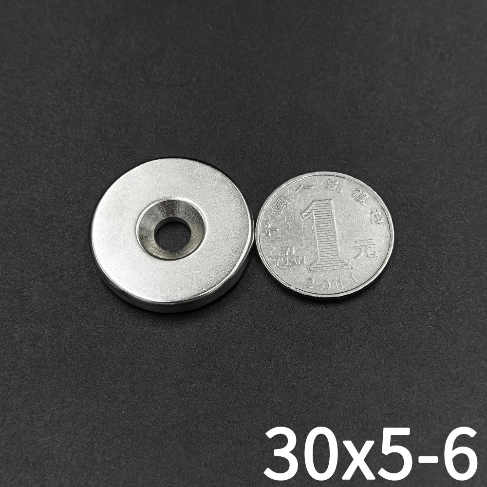 1/2/5/10Pcs 30x5-6 Neodymium Magnet 30mm x 5mm Hole 6mm N35 NdFeB Round Super Powerful Strong Permanent Magnetic Disc imanes