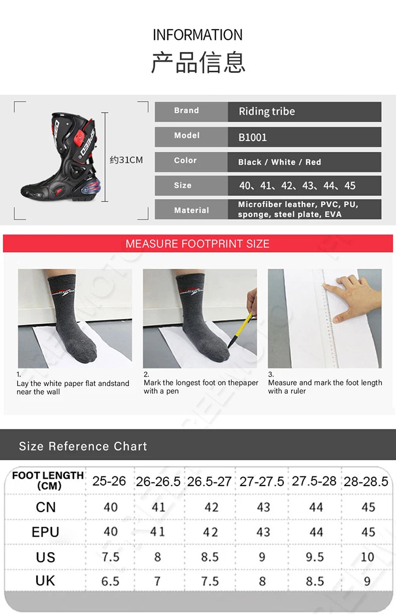 Riding Tribe Men Motorcycle Boots Moto Racing Motocross Off-Road Motorbike Motorcycle Shoes Botas Moto Riding Boots