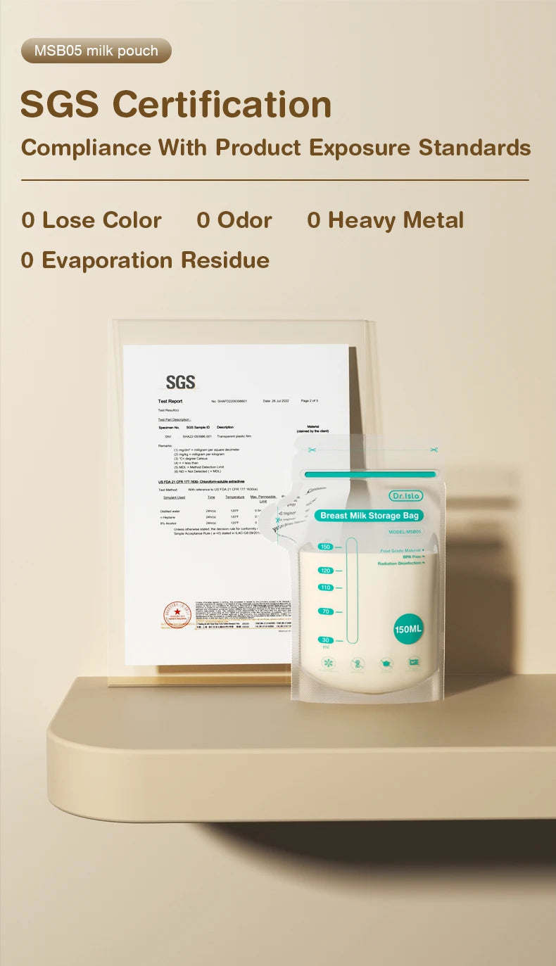 Dr.isla 100Pcs 150ML Breast Milk Storage Bag Disposable Small Capacity Frozen Milk Storage Bag BPA Free Safe Feeding Bags