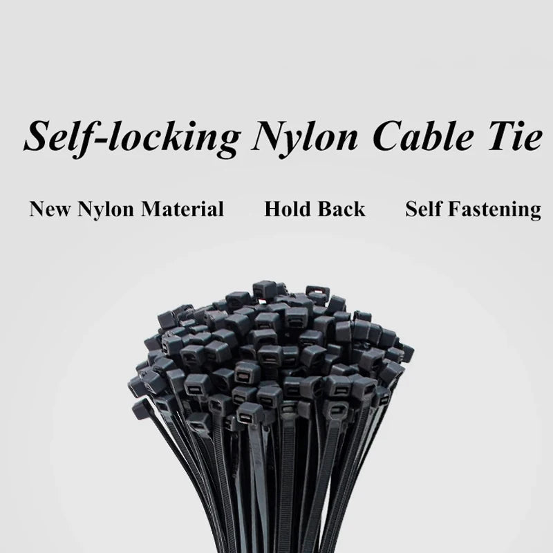 100 Pieces Nylon Self-Locking Ties Bundling Tape Black Durable Anti-Corrosion and Anti-Freeze High Toughness Bundling Rope Ties