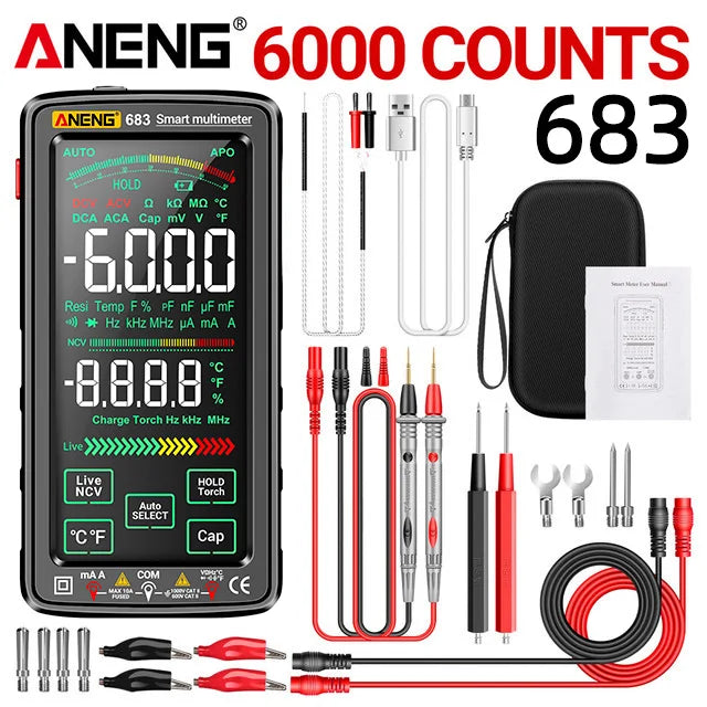 ANENG 683 Smart Multimeter Tester Current Tool High-end Touch 6000 Counts Multimetro Test Rechargeable Multitester AC/DC Voltage