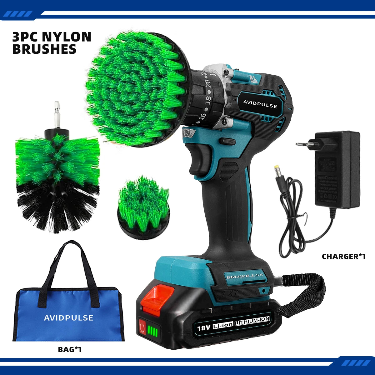 AvidPulse 20+1 Torque 1/4inch Brushless Electric Screwdriver Cordless 280N.m Electric Drill Power Tool For Makita 18v Battery