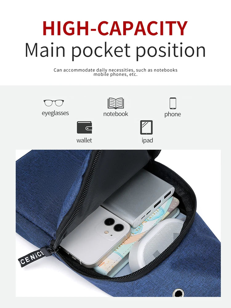 Chest Bag New Men Simple Nylon Fashion Waterproof One Shoulder Crossbody Bag