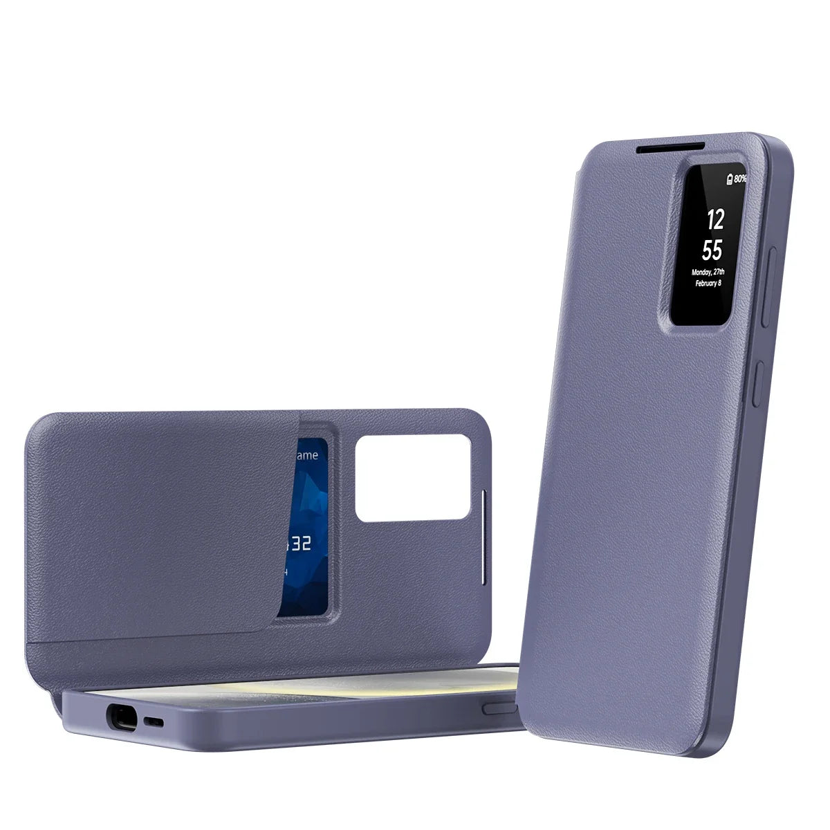 Smart Window View Leather Flip Case for Samsung Galaxy S26 S25 S24 S23 Ultra Plus No-flip Answering Card Holder Slot Book Cover