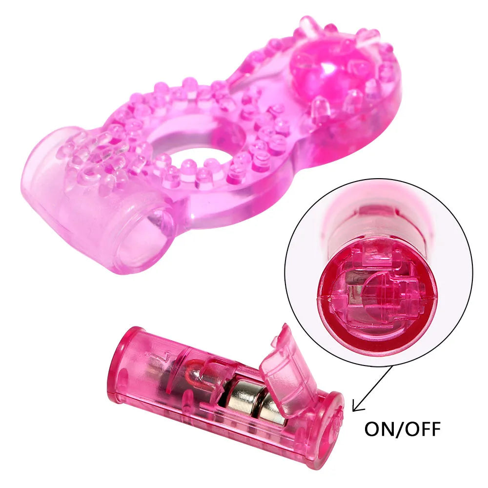 Cock Ring Vibrator Strong Penis Erect Penis Ring Crystal Butterfly Vibrating Rings Enhance Sex Ability Product Sex Toys For Men
