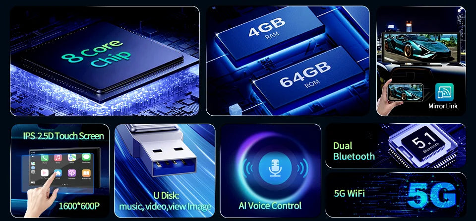 Imagebon 10.26 Inch Android 13 8 Core Rearview Mirror Camera CarPlay & Android Auto Dash Cam 5G WiFi Bluetooth GPS Navigation