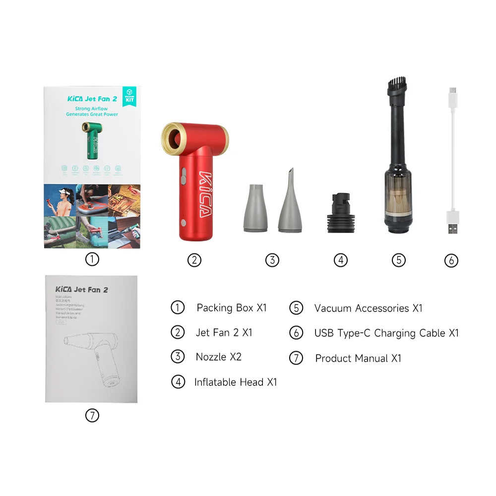 KICA Jetfan 2 Compresse Air Duster Electric Air Dust Blower KICA Jet Fan 2 Portable Cordless Computer Keyboard Cleaner 100000RPM