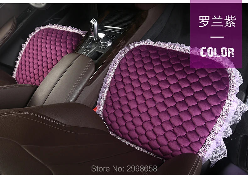 Winter Warm Plush Car Seat Cover Velvet Lace Seat Cushion Pad Auto Chair Car Seat Protector For Lady Girl Women