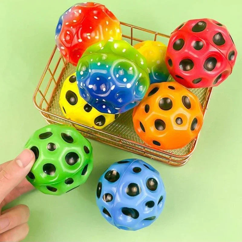 20-1PCS High Resilience Hole Ball Soft Bouncy Ball Anti-fall Moon Shape Porous Bouncy Ball Kids Indoor Outdoor Toys Gifts