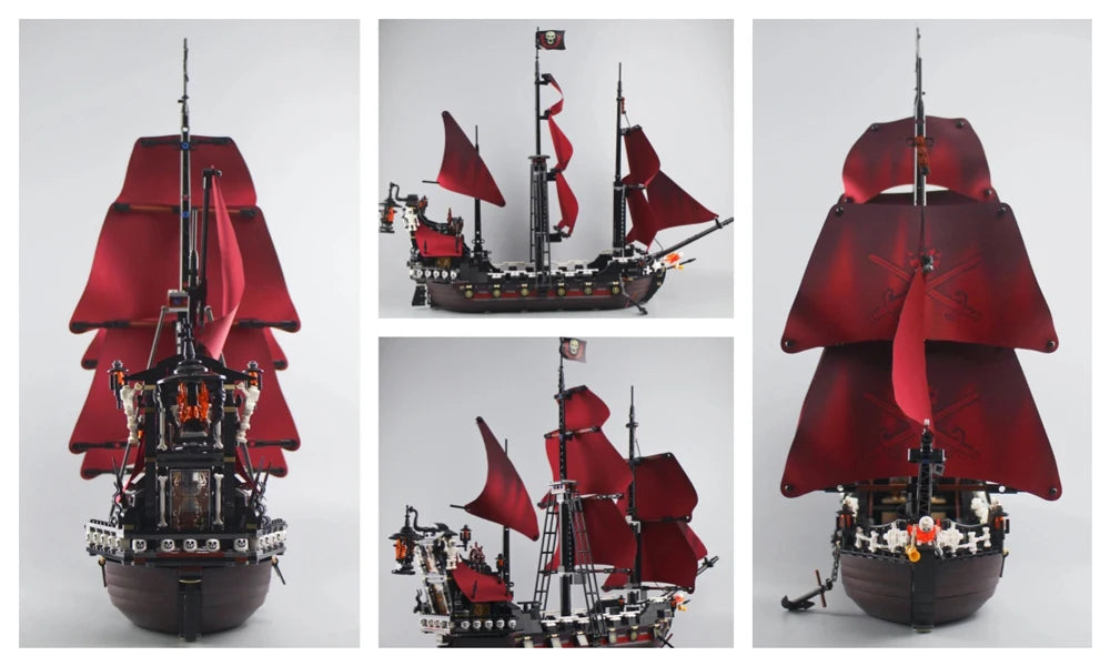 Pirates of the Caribbean Black Pearl Queen Anne Revenge Ghost Ship Model 79008 4184 Building Blocks 4195 Set Bricks Toy Kid Gift