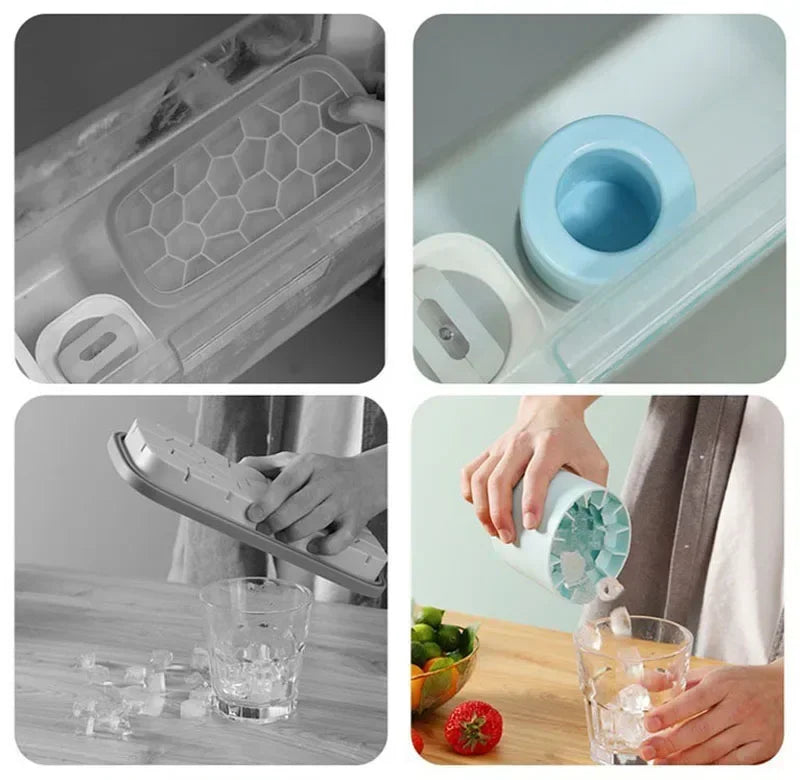 Silicone Cylinder Ice Crate DIY Household Refrigerator Ice Mould Food Grade Silicone Bucket Ice Crate with Lid Summer Drink Tool
