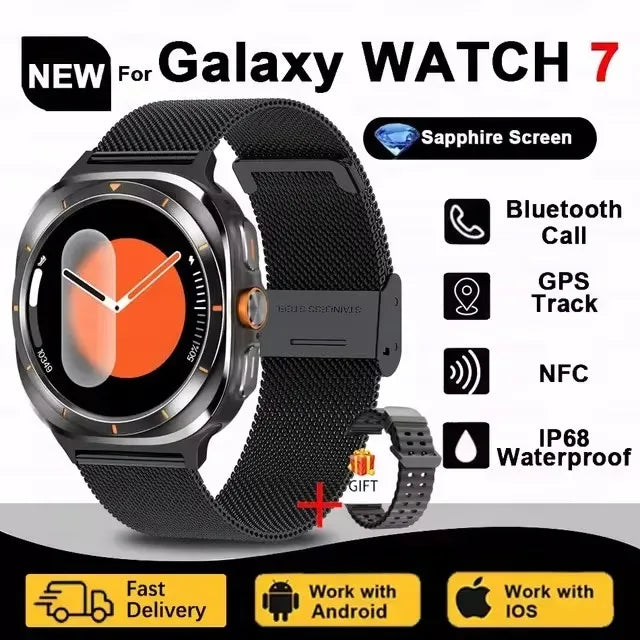 Galaxy Watch 7 Ultra GPS Tracking Smart Watch Men Amoled Screen Heart Rate Bluetooth Call NFC Sports Smart Watch For Android IOS