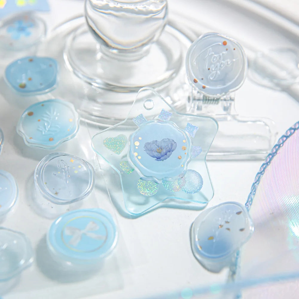 Mr.Paper 4 Style Fire Paint Seal Drip Glue Stickers Good-Looking Envelopes Sealing Paste Handbook Decoration Sticker Stationery