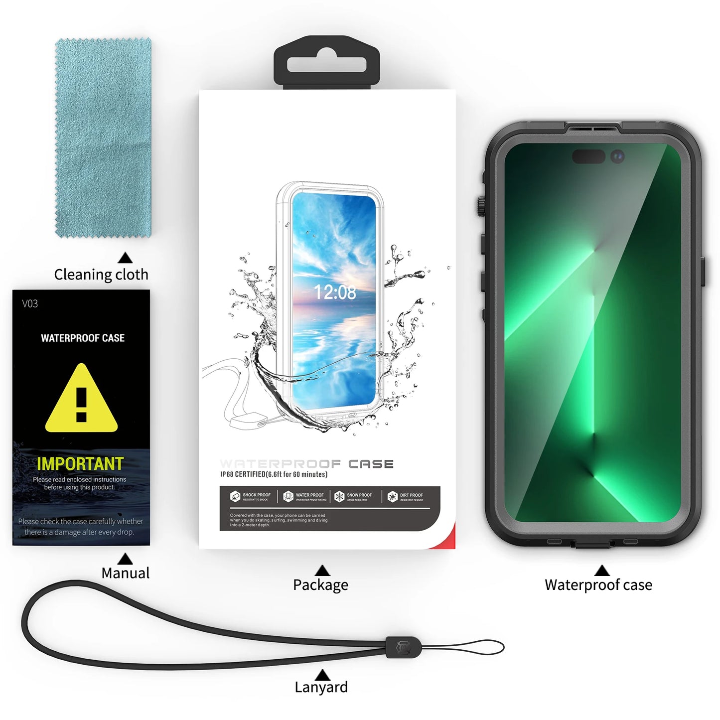 Magnetic Charging IP68 Waterproof Case For Apple iPhone 16 15 14 13 Pro Max Plus Drop proof Cover Diving Swim outdoor sport
