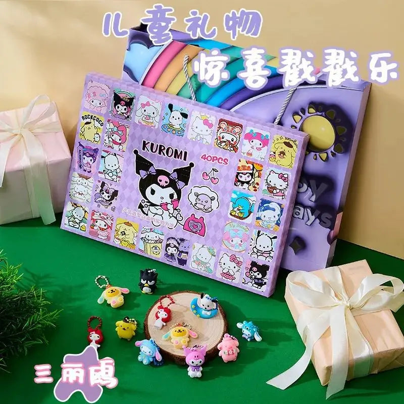 36pcs Sanrio Hellokitty Melody Doll Cartoon Gift Box Hole Outfit Children'S Handmade Cute Surprise Blind Box Birthday Girl Gift