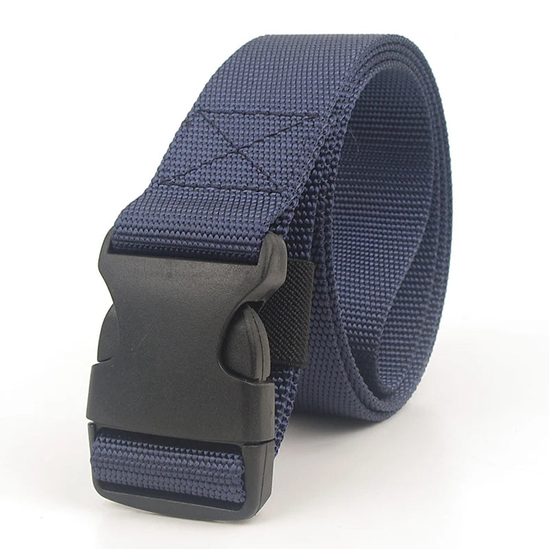 125cm 2.5 Wide Buckle Nylon Braid Men Belt Adjustable Man Outdoor Travel Waist With Plastic Buckle For Pants For Women's Outdoor