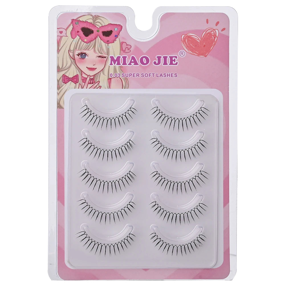 MIAOJIE Korean Fake Eyelashes Kpp Natural Transparent Stem Eyelashes U-shaped Handmade Lashes Beginner Makeup Tools A Type