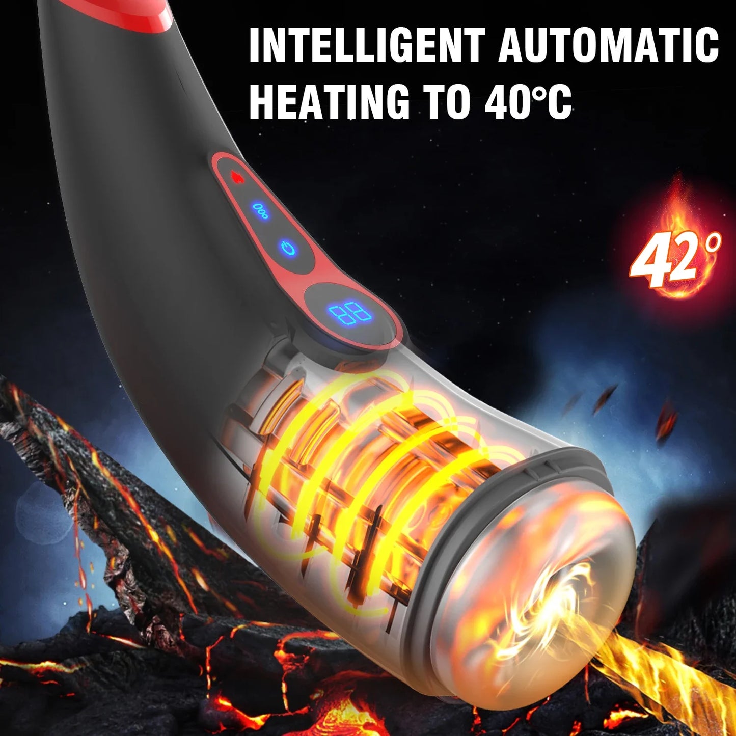 Automatic Sucking Male Masturbator Sex Toys for Men Heating Vibrating LCD Display Penis Pump Blowjob Male Adult Masturbators