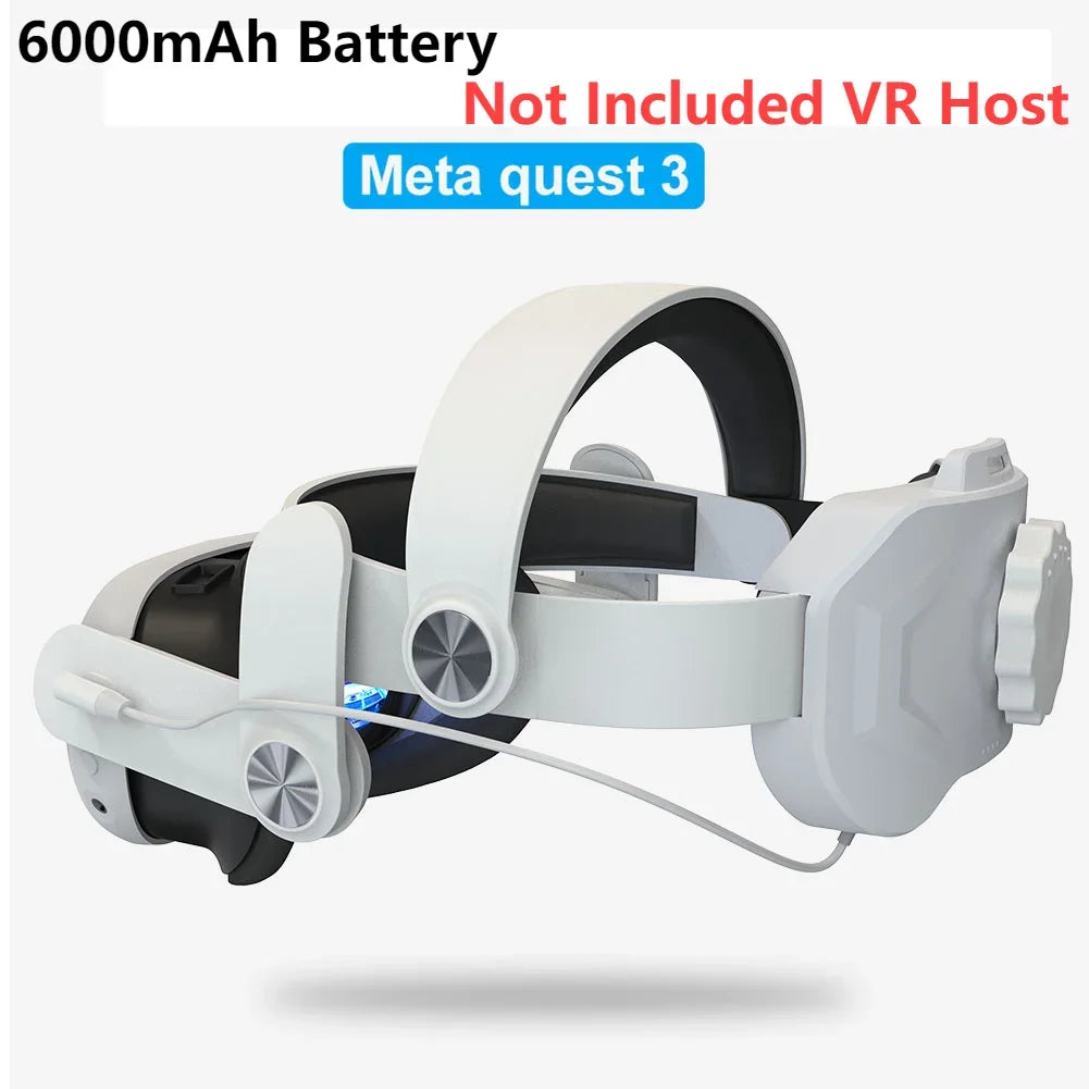 Head Strap For Meta Quest 3 Comfort Sponge VR Headwear Charging Headset with Built-in 8000/6000mAh Batteries For VR Accessories