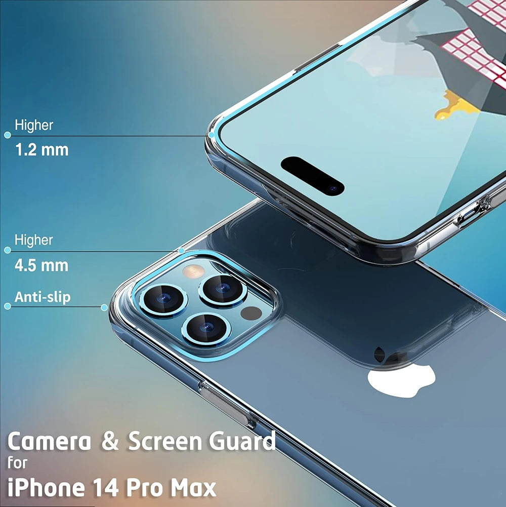 Ultra Thin Transparent phone Case For iPhone 16 17 15 14 13 12 11 Pro Max Plus Mini Clear Shockproof Cases Silicone Soft Shell