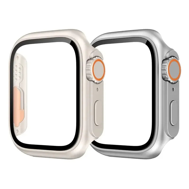 2PCS Case Glass+Case For Apple Watch 42 46 44 45 41 40mm Screen Protector Cover Change Ultra Bumper IWatch Series10 9 8 7 SE 6 5