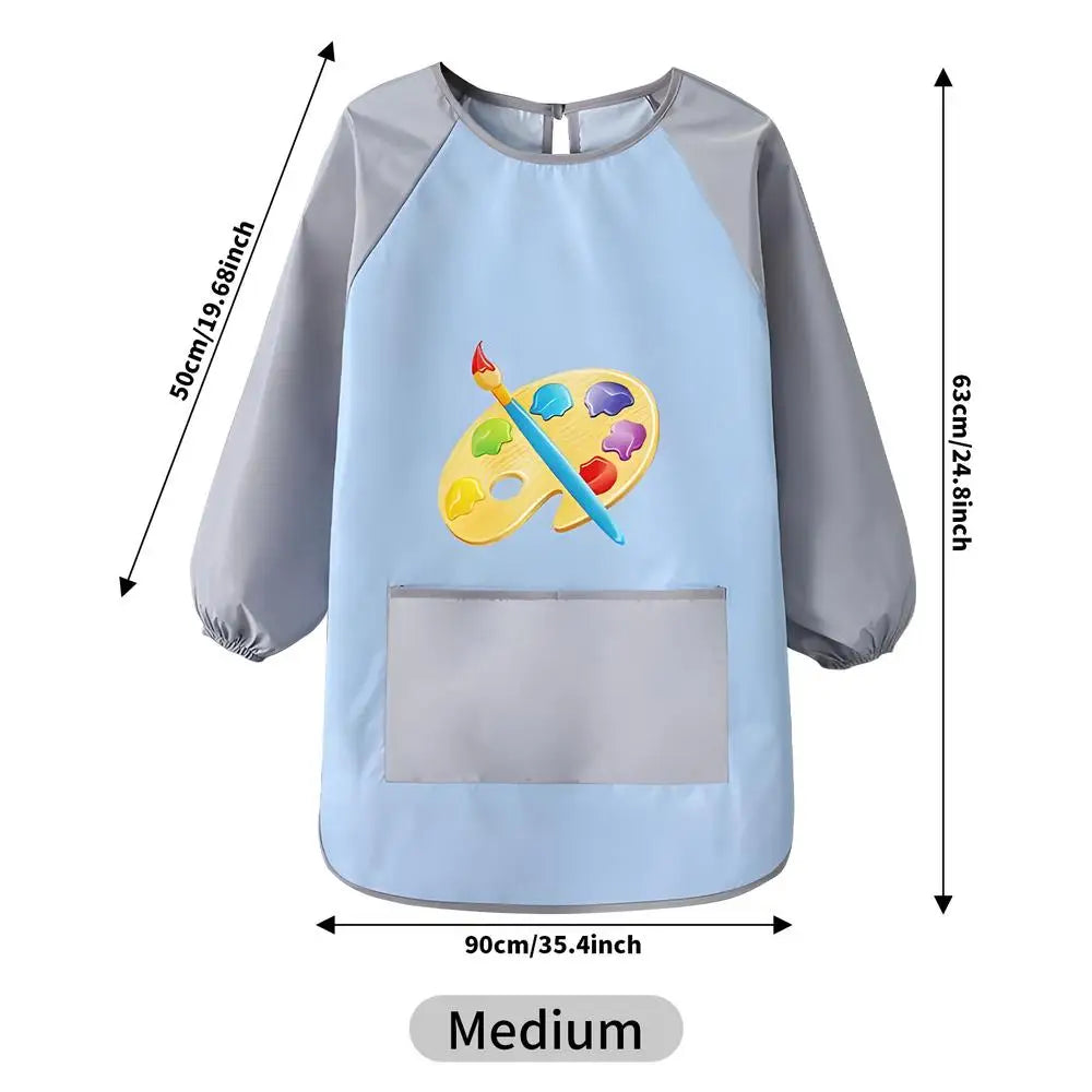 Toddler Smock For Painting Waterproof Children Apron Children Smock With Long Sleeves For Garden Painting Baking Preschool