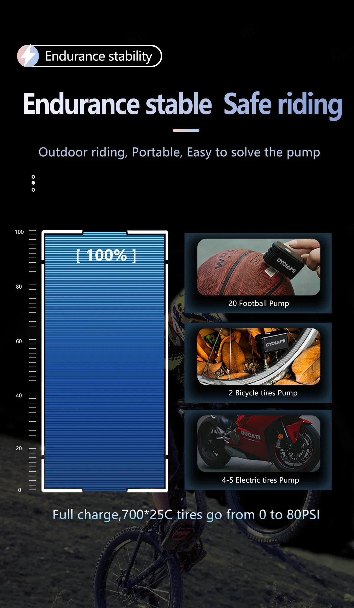 STONEGO Small Air Pump Bicycle Special Electric Pump Portable High Pressure Inflatable Pump Mini Inflatable Treasure