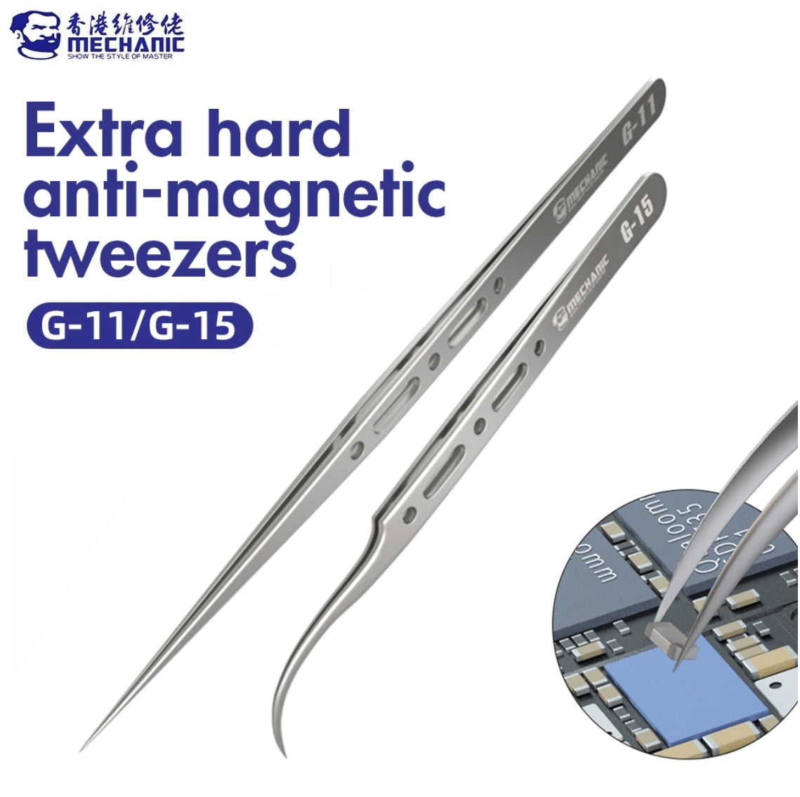MECHANIC Professional Anti Magnetic Tweezers for Precision Electronic Components Flying Wire Repair Phone Repair Tools