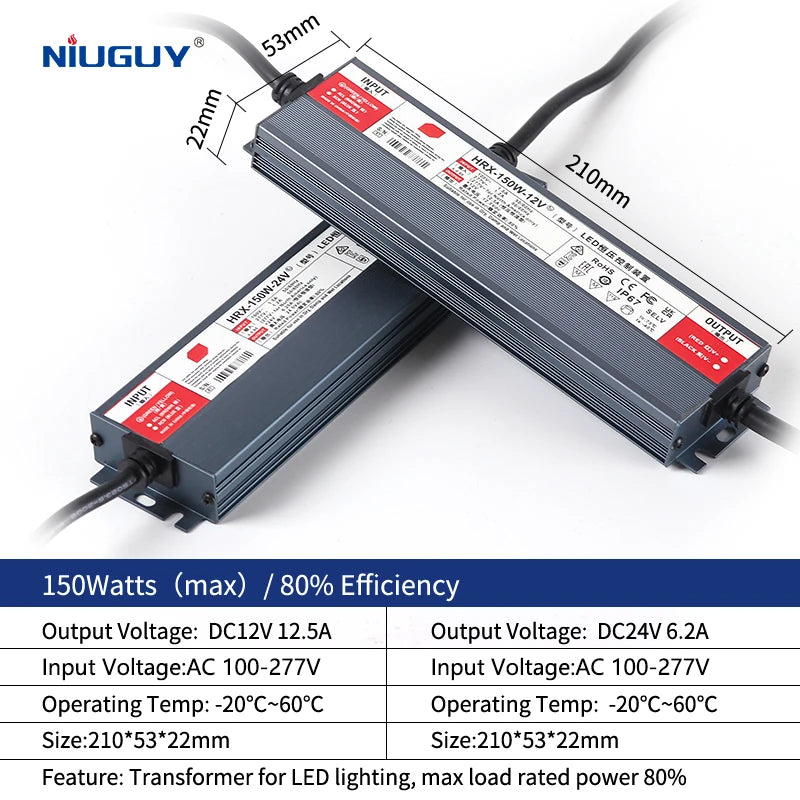 AC/DC waterproof lighting power supply IP6712V 24V outdoor LED driver 600W 500W 400W 300W 200W 100W transformer power supply