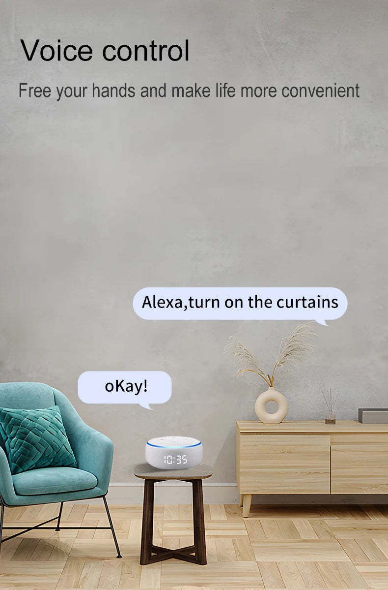 KEMEK Tuya Smart Wifi Blinds Motor Automatic Electric Roller Shade Controller App Control Works with Alexa Google Assistant