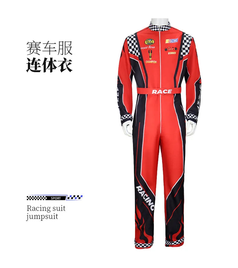 Adult Kids Racer Cosplay Costume Red Classic One-Piece Training Racing Uniform Suit Children Men Karting Jersey Clothing