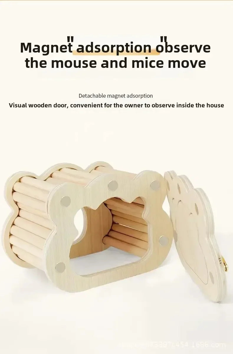 Hamster Voyeur Series Wooden Nest House Avoidance Observation House Cute Golden Bear Flower Branch Mouse Entertainment Intera
