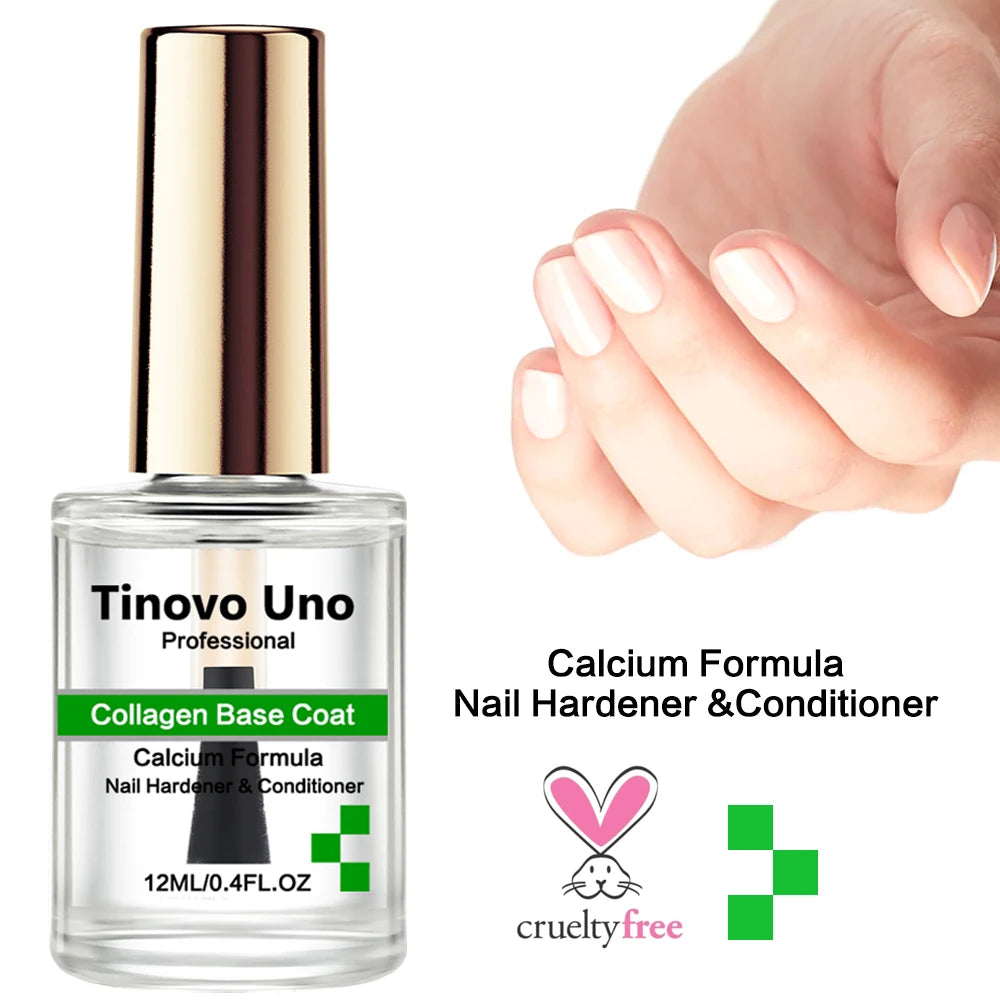 Tinovo Uno Collagen Base Coat Normal Nail Polish Clear Base Oil Air Dry Nail Hardener Strengthener Manicure Birttle Nails Care