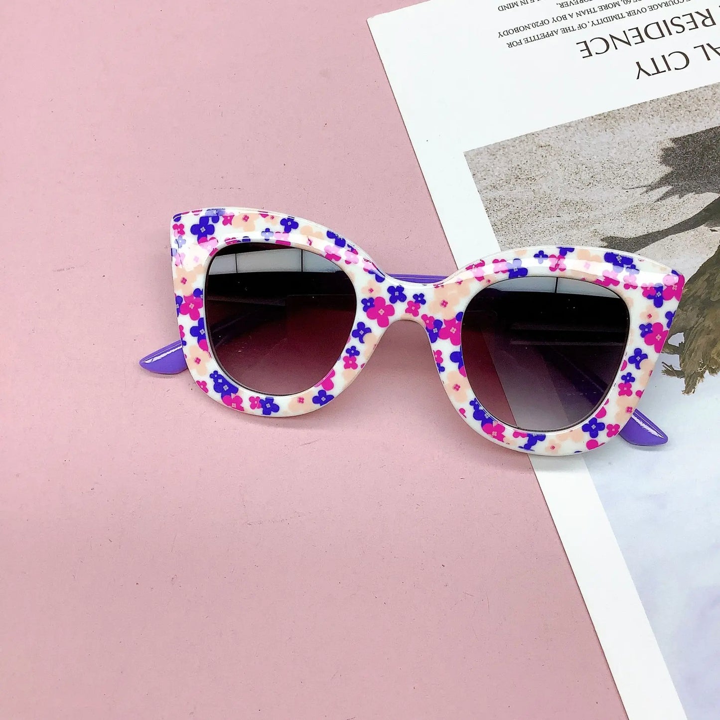Fashionable New Travel Bag Flower Children's Sunglasses Anti UV Baby Boys And Girls Eye Protection Glasses