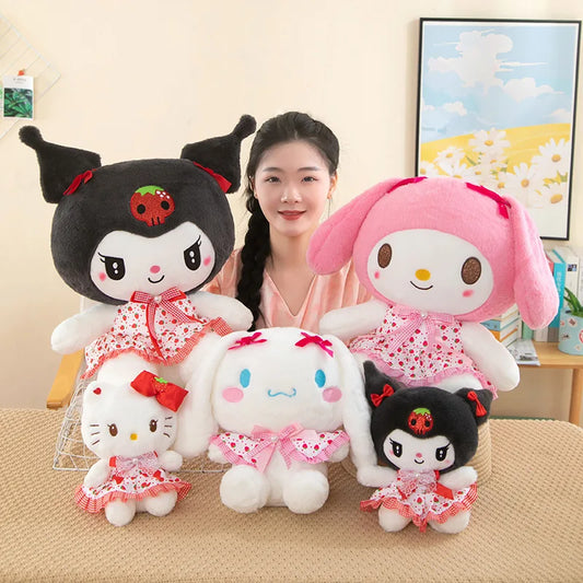 Sanrio Kuromi Hello Kitty My Melody Cute Cinnamoroll Pillow Plush Toys Plushie Keychain Stuffed Doll for Kids Christmas Gifts