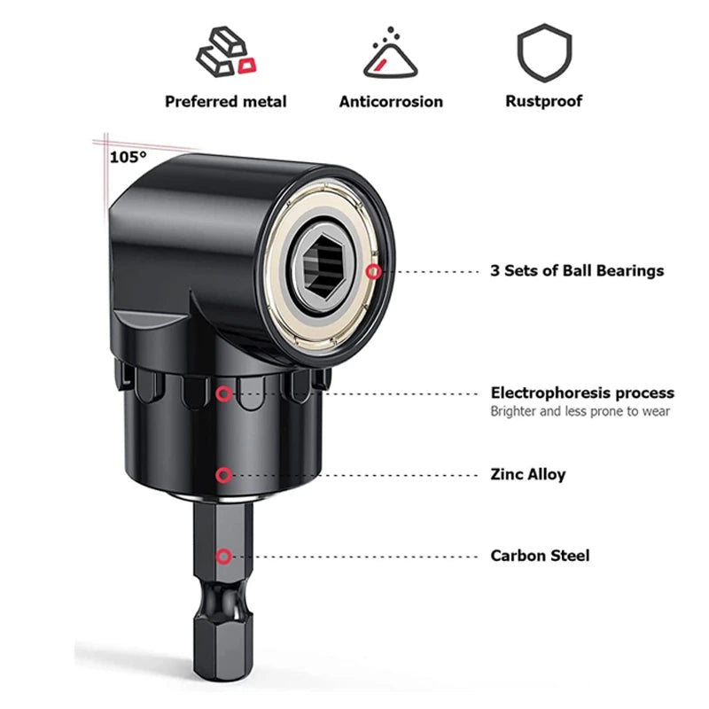 Clearance_Right Angle Drill Attachment Impact Grade Power Hand Tool Driver Rotatable Socket Adapter Extension Set Screwdriver Ho