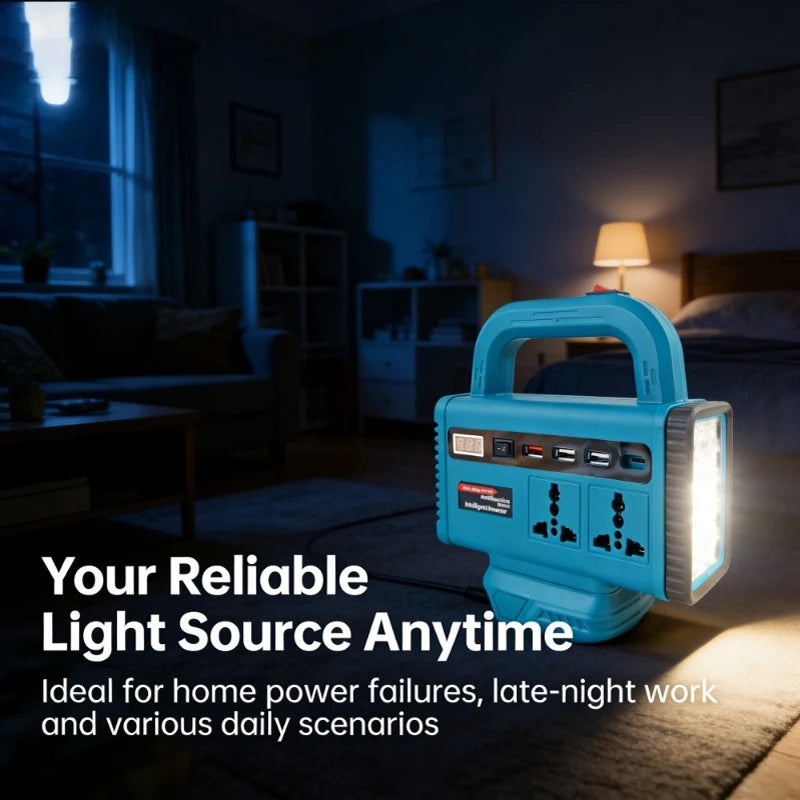 Lithium Battery Portable Inverter Power Station Multi-Function Handheld Generator Light Emergency Backup Power For Makita