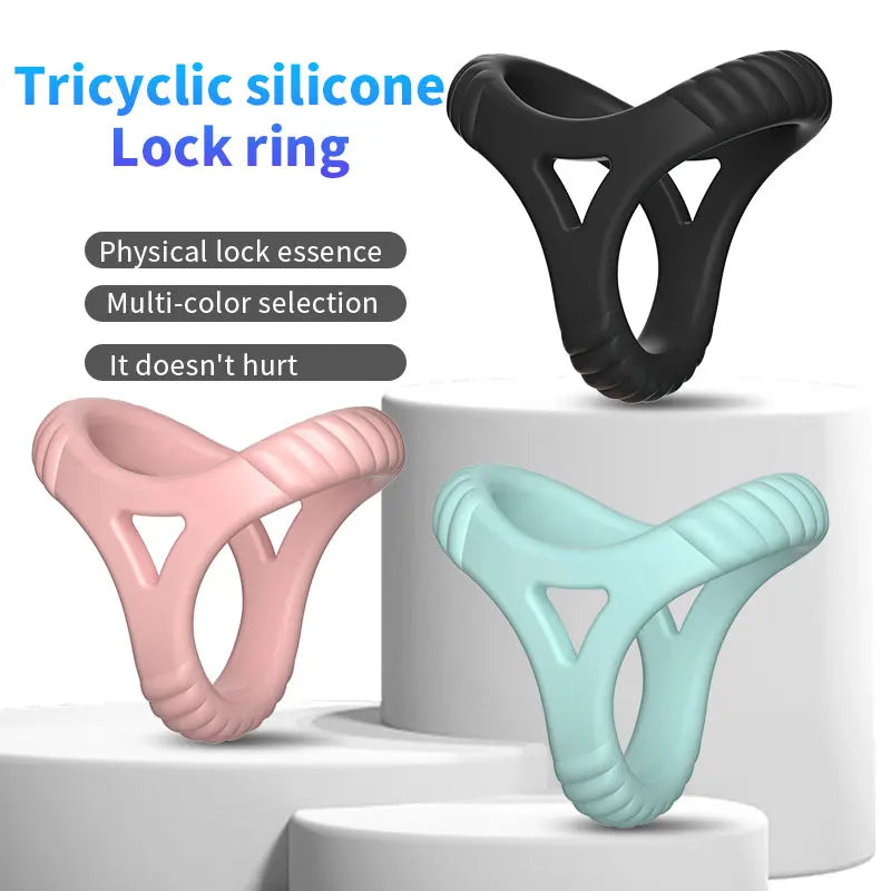 3 Holes Cock Penis Ring Sex Toys For Man Delay Ejaculation Erection Dick Enlarger Reusable Semen Lock Rings Stretcher Massager