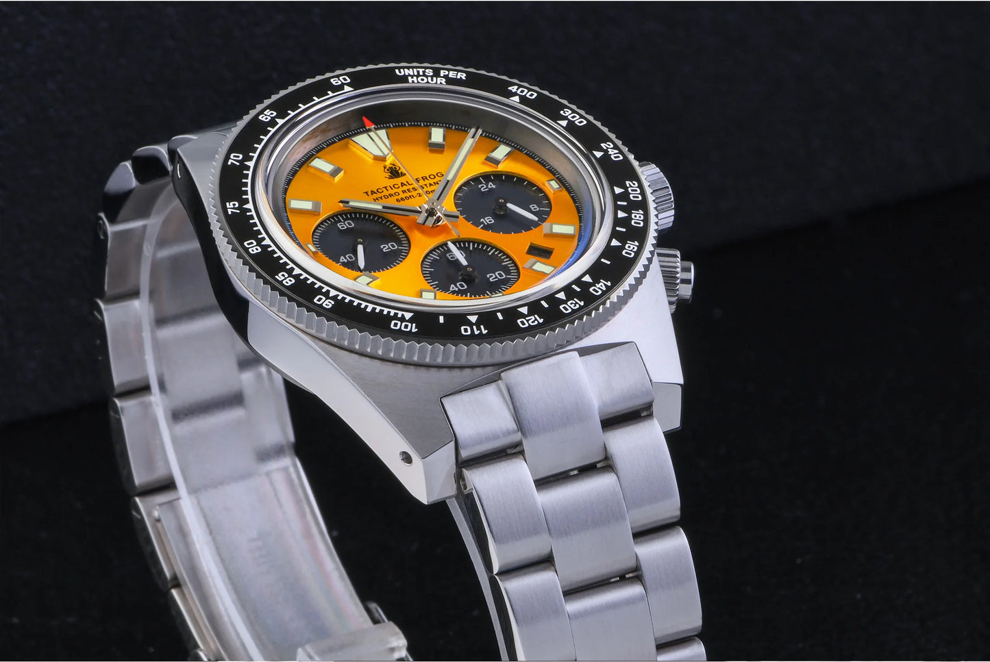 Tactical Frog Chronograph Watch Sapphire Crystal Mirror Ceramic Bezel V2 Solar VS75A Eco-Drive Quartz 20Bar Luminous Mens Watch