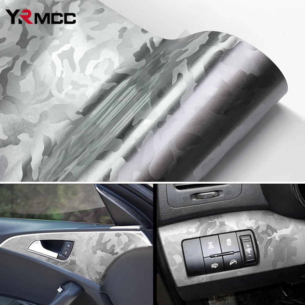 Carbon Fiber Sticker Ghost Silver Carbon Fiber Vinyl Wrap Films Glossy Car Sticker Anti Scratch Waterproof Decal Car Accessories