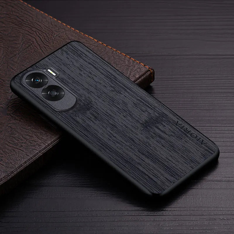 Case for Honor 90 90 Lite funda bamboo wood pattern Leather phone cover Luxury coque for Honor 90 Lite case capa